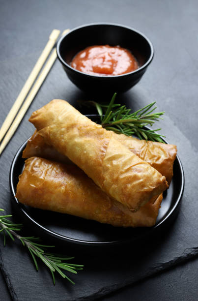 Fried spring rolls. stock photo