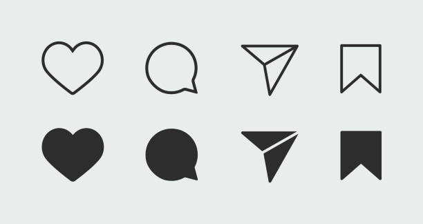 ilustrações, clipart, desenhos animados e ícones de conjunto de ícones de mídia social. arte de linha plana - instagram