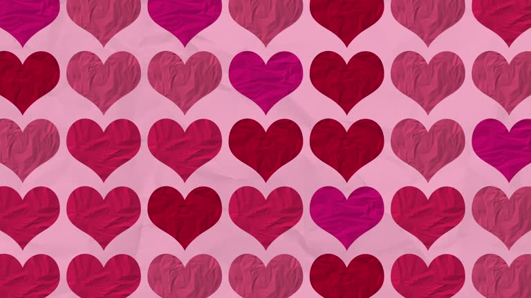 Valentine's Day Paper Hearts Pattern Background Animation