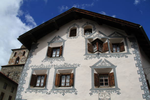 Traditional houses in Engadin, Grison, Switzerland