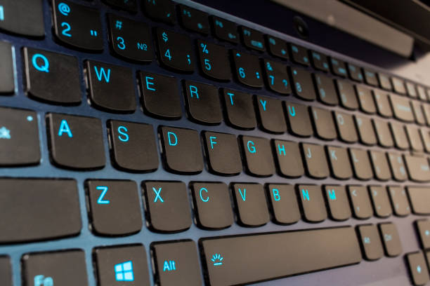 istock Closeup shot of black computer keyboard. Work at home concept 1456583106
