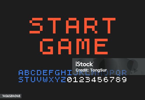 istock Start Game Font Pixel Style - Alphabet and Numbers 1456584048