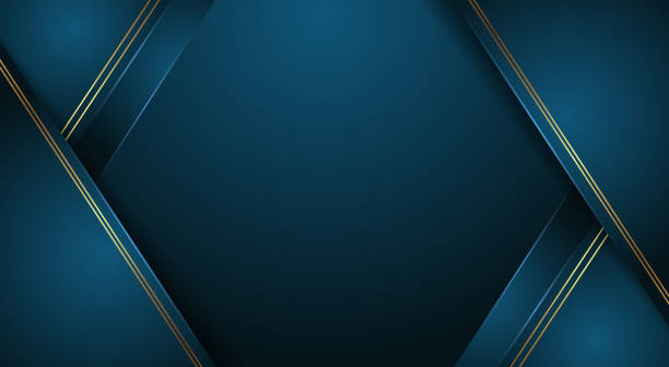 istock Abstract luxury dark blue background with golden lines . Luxury and elegant design. Vector illustration 1456584387