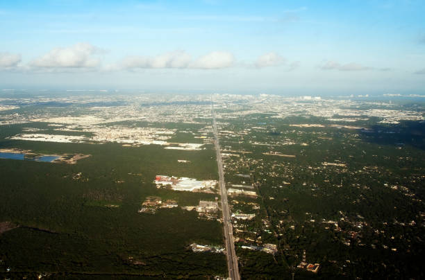 Aerial view of Cancun, Quintana Roo, Mexico stock photo
