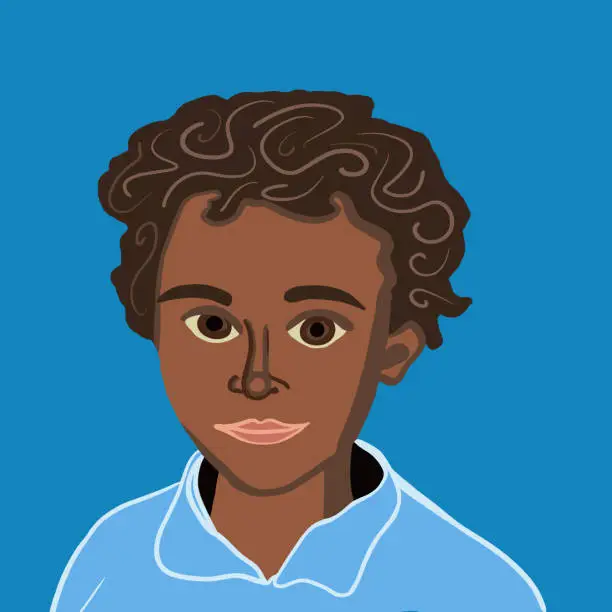 Vector illustration of A portrait of a black boy.