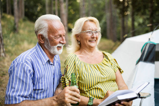 istock Senior couple enjoying  on the camping 1456587049