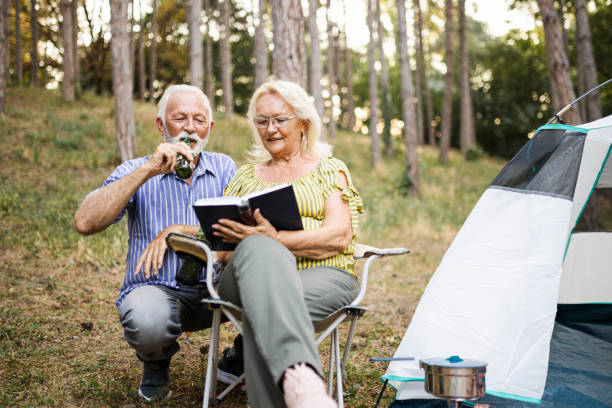 istock Senior couple enjoying  on the camping 1456587232