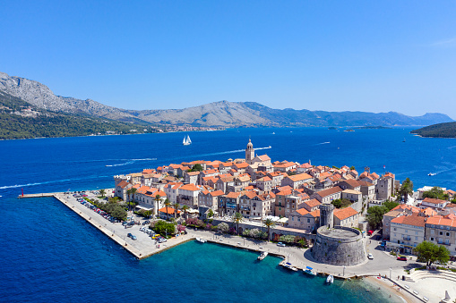 Aerial view of Korcula old Town on Korcula Island