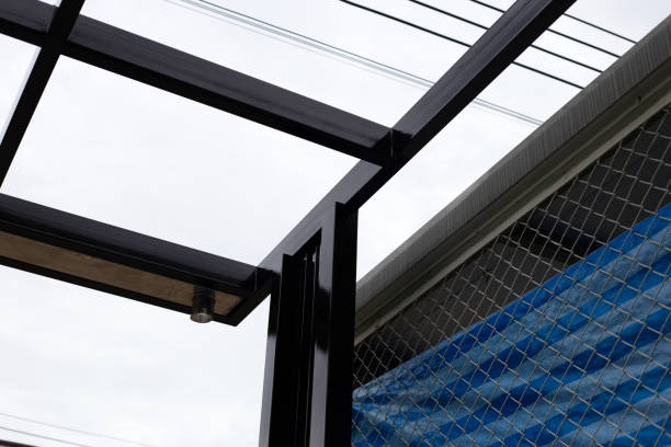 istock Steel roof structure. Build a room addition 1456589445