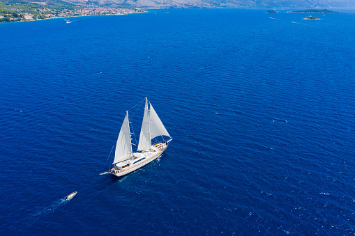 Sailing ship near Korcula Island, Croatia