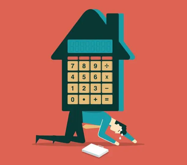 Vector illustration of Home Loan - calculator - businessman