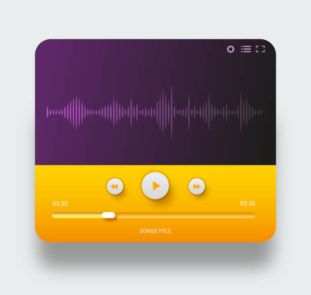 ilustrações de stock, clip art, desenhos animados e ícones de media music player template with sound waves - mp3 player