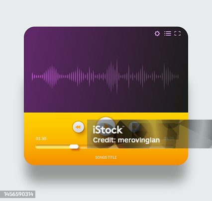 istock Media music player template with sound waves 1456590314