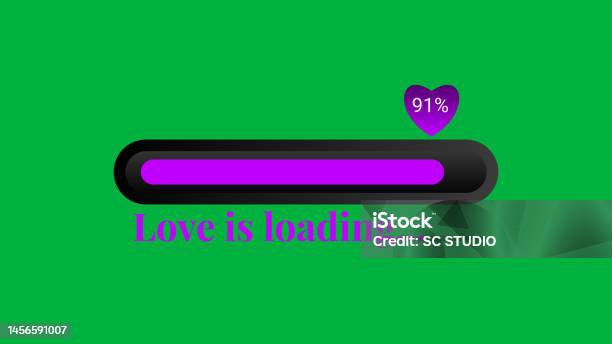 Pink Round Loading Love Is Loading Concept In Pink Colour With Progress Level Stock ...