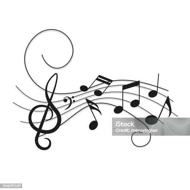 Music Notes On White Background Design Elements Stock Illustration ...