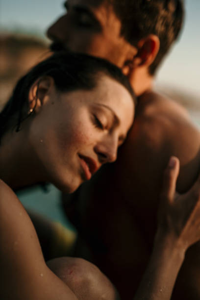 istock Sensual couple at the sea 1456592779