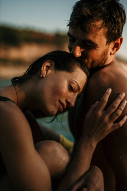 istock Sensual couple at the sea 1456592780
