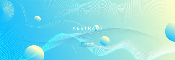 抽象的な青のグラデーション流体背景に波打つ線と幾何学的な円の形。現代の未来的な背景。 - abstract backgrounds circle technology点の�イラスト素材／クリップアート素材／マンガ素材／アイコン素材