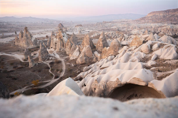 istock Stunning Cappadocia landscape with the rock formations during a beautiful sunset. Red & Rose Valley, Cappadocia, central Anatolia, Turkey 1456595541