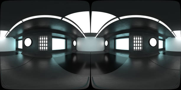 3d render. Futuristic panoramic HDRI stock photo
