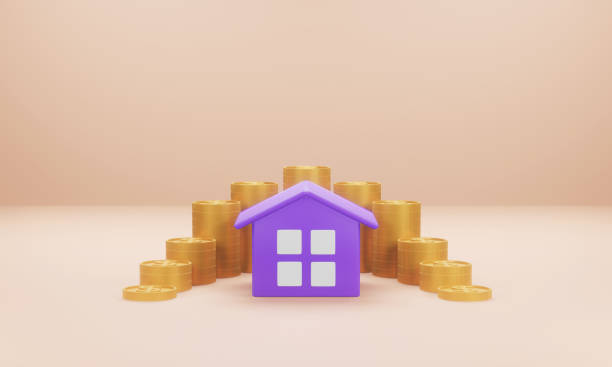 istock house with gold coin stacking 3D render minimal background for business loan concept financial, banking and investment with real estate. 1456598394