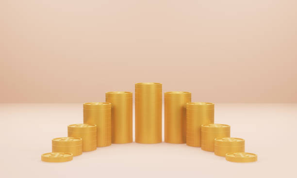 istock gold coin stacking 3D render minimal background for business concept financial, banking and investment with money growth success. 1456598403