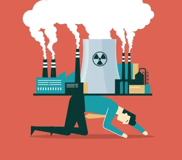 Vector illustration of Warming and environmental contamination