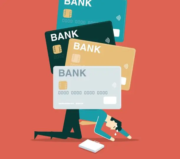 Vector illustration of Businessman - Credit Card Debt