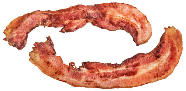 istock Pair of Crunchy Fried Pork Bacon Rashers Isolated on White Background 1456599759