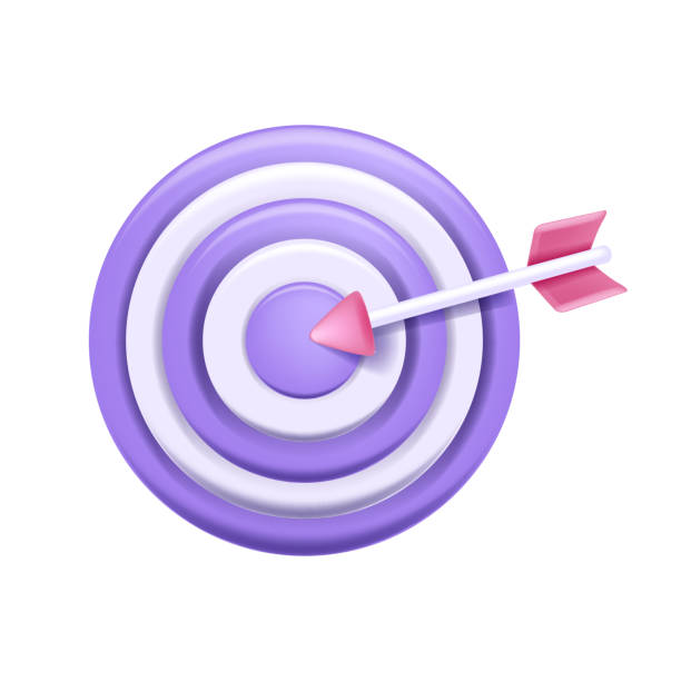 istock 3D target market icon, vector training skill corporate clipart, business goal invest, circle, arrow. 1456603529