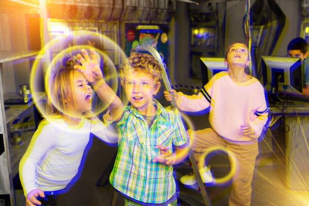 istock Satisfied boy found solution to the puzzle in quest room 1456606092