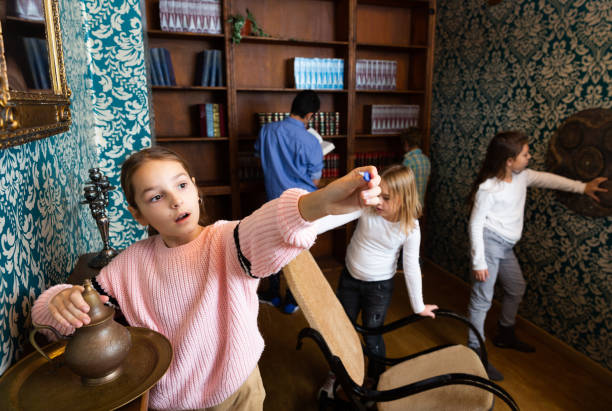 istock Friends solving different conundrum as detectives in quest room with old furnitures 1456606142
