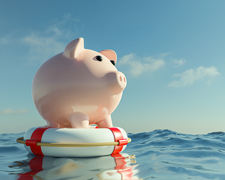 Piggy-bank, Piggy bank on the ocean, 3D render.