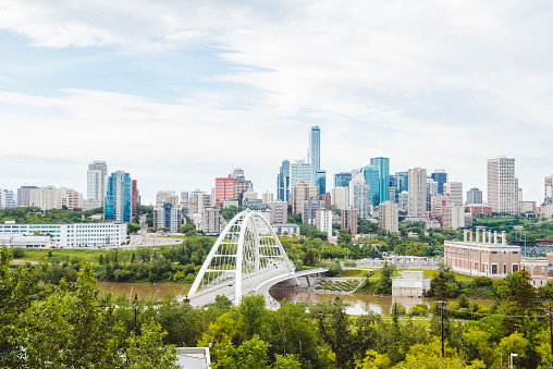 Downtown Edmonton in the summertime. Horizontal shot.