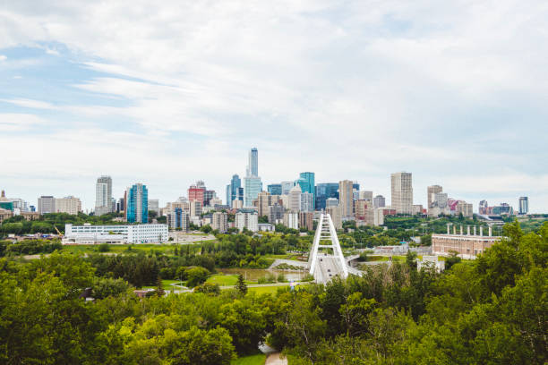 Cityscape of Edmonton, Alberta, Canada during summertime . Horizotanl shot.