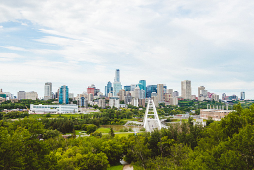 A scenic view of the downtown Edmonton skyline