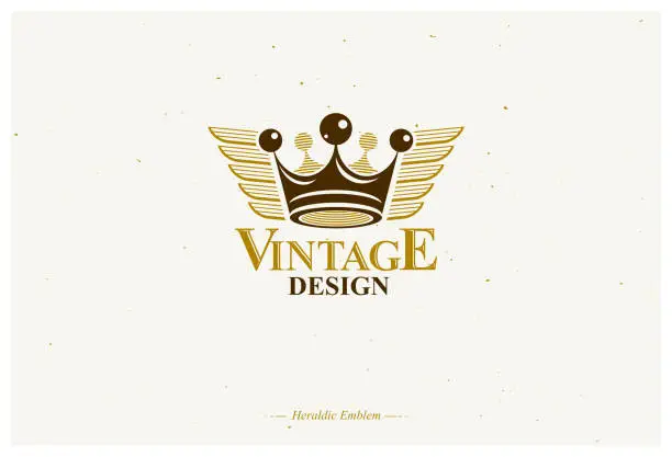 Vector illustration of Imperial Crown emblem. Heraldic Coat of Arms, vintage vector logo. Antique logotype isolated on white background.