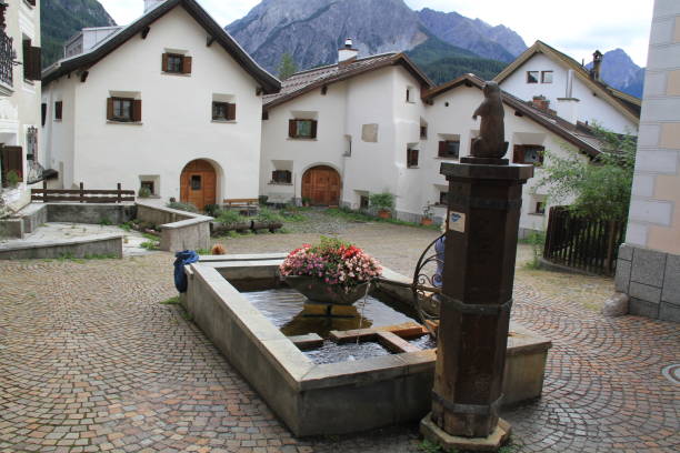 istock Traditional houses in Engadin, Grison, Switzerland 1456614070