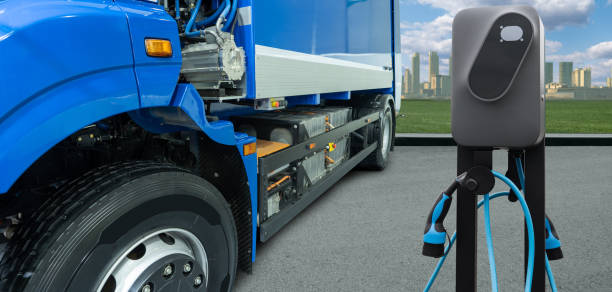 istock Electric truck with charging station 1456616748