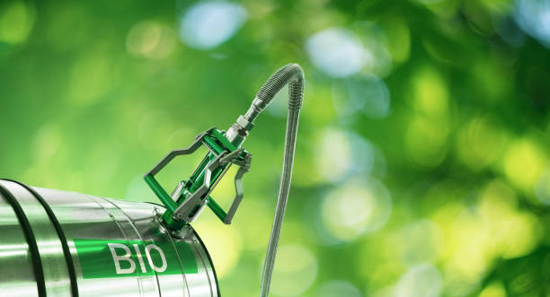 Biofuel filling station Biofuel filling station on a green background. Bio fuel concept biofuel stock pictures, royalty-free photos & images