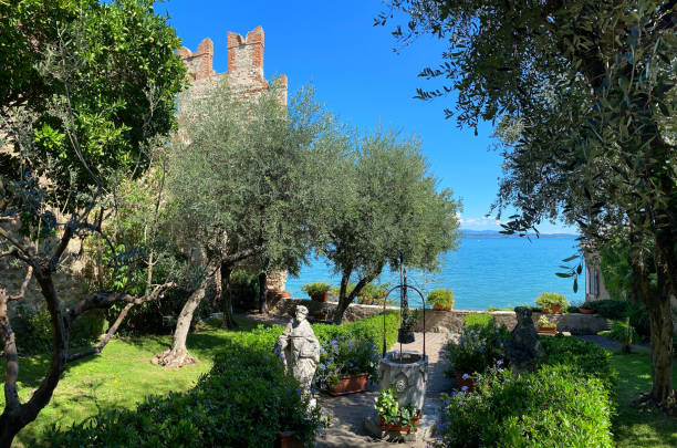 The beautiful town of Sirmione on Lake Garda. Italy, Europe. stock photo
