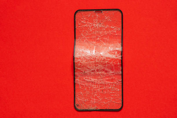broken protective tempered glass for the phone