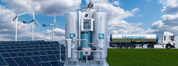 istock Hydrogen production from renewable energy sources and transportation by trucks 1456619327