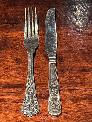 An old fashioned knife and fork