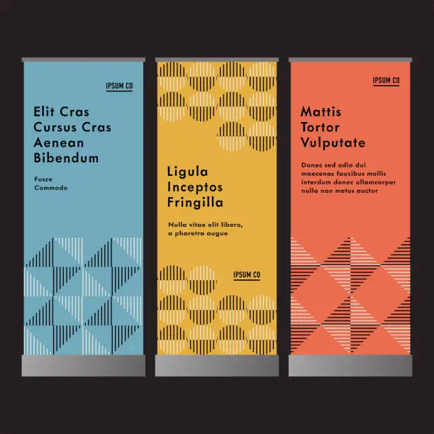 Vector illustration of Vertical banner set design template with abstract geometric graphics —Brody System, IpsumCo Series