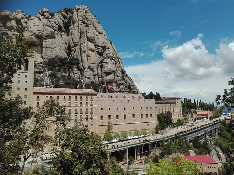 Monastery built on Montserrat in Spain