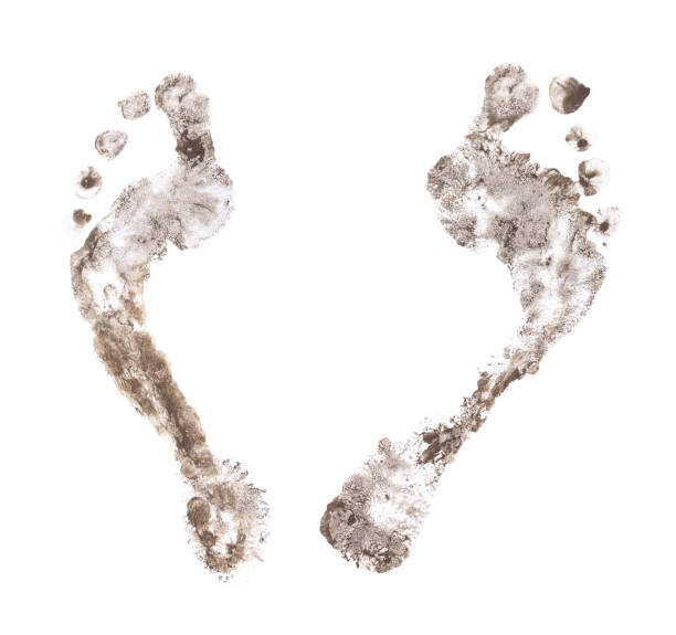 istock Dirty traces of bare feet. 1456622319