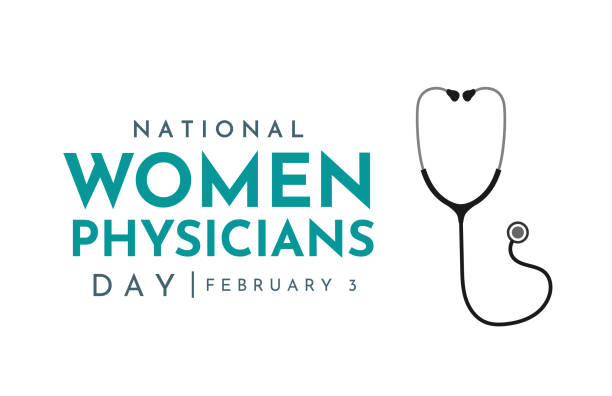 karta national women physicians day, 3 lutego. wektor - day stock illustrations