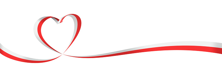 Poland - Long Ribbon Heart Flag Banner. Polish Heart Shaped Flag. Stock Vector Illustration