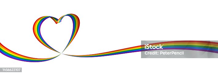 istock LGBT Pride - Long Ribbon Heart Flag Banner. Rainbow Heart Shaped Flag. Stock Vector Illustration 1456623107